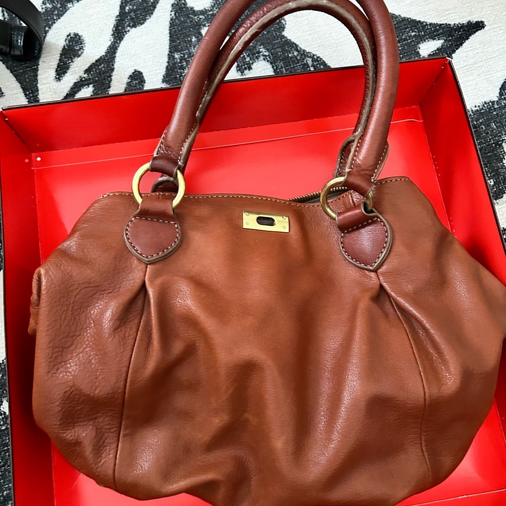 J. Crew Brown Leather Hand Bag with Elegant Design